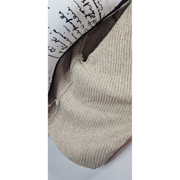 Lucky Brand Cardigan Sz L Tan Brown Chunky Knit Open Sweater Faux Leather Trim - Picture 13 of 13